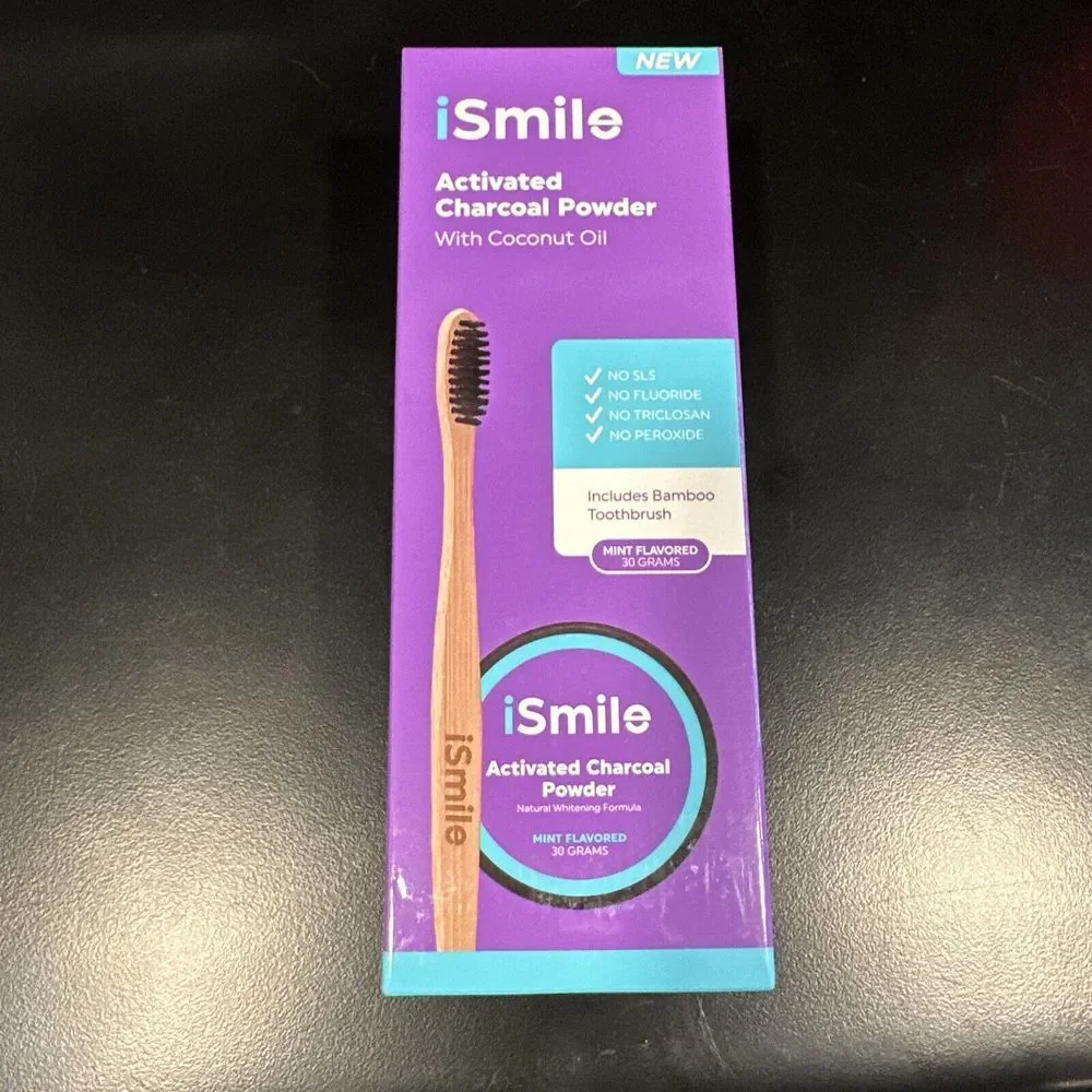 iSmile‎ Activated Charcoal Natural Teeth Whitening Powder with Bamboo Toothbrush